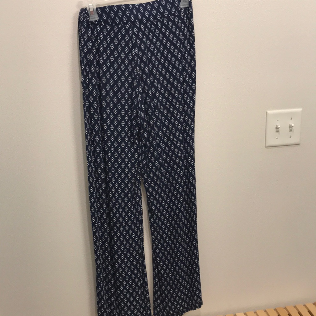 Stretch Patterned Navy Pants